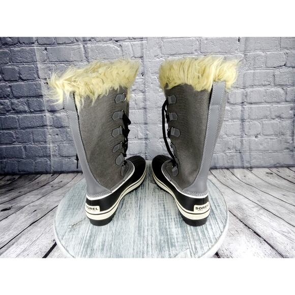 Sorel Arctic Tivoli High Pewter Faux Fur Pewter/Black/Turtle Dove Women 8 NIB - Picture 1 of 10